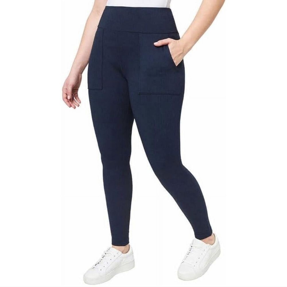 Mondetta High Rise Navy Blue Herringbone Knit Leggings - Size XL Womens